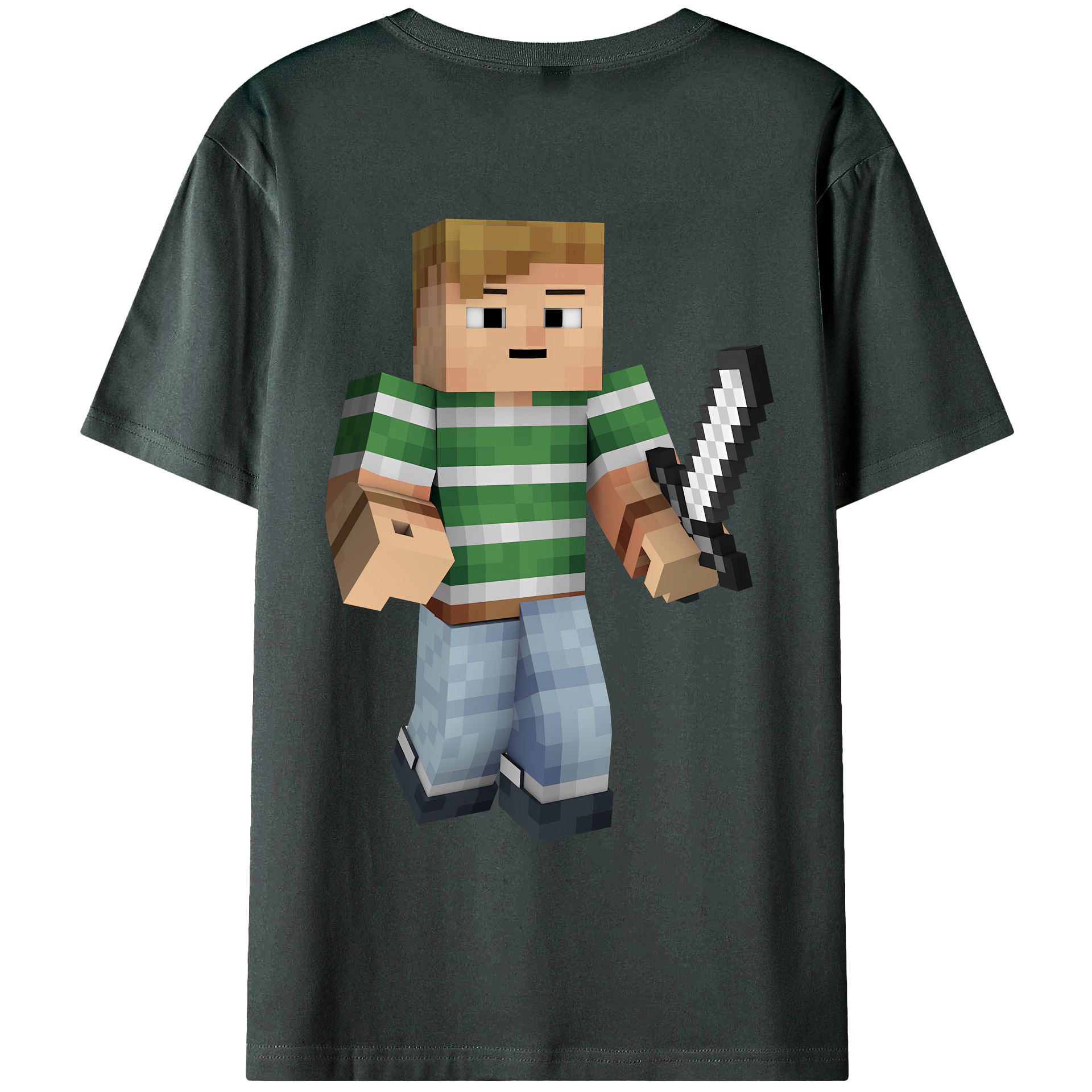 （画像用） マインクラフト ブロックの世界 Minecraft MC Block world 綿100％ メンズ半袖Tシャツ（バックプリント） 通気性